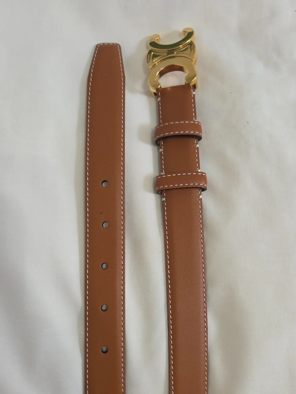 Celine Triomphe Belt Camel Brown Leather 85cm